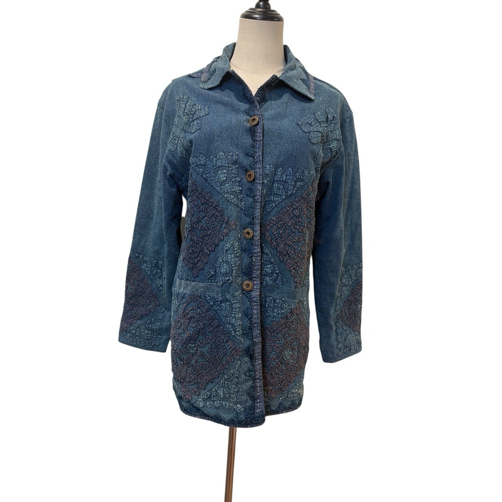 Sacred Threads Jacket Quilted Patchwork Cotton Sz S Art Boho Grunge